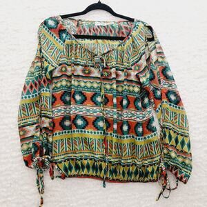 Blouse Size S Aztec Tribal Southwest Lightweight Boho Festival Boho Whimsycore